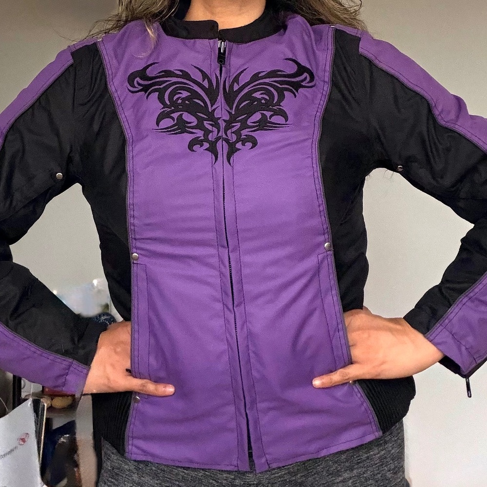 NexGen Women’s CE Armored Motorcycle Jacket. S Purple/Black | Vented, Reflective